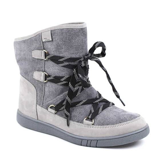 ​Ghete imblanite de dama , din piele naturala , cu sireturi  4043-GRI, Culoare (12): Gri, Marime (12): 39 - - Roveli