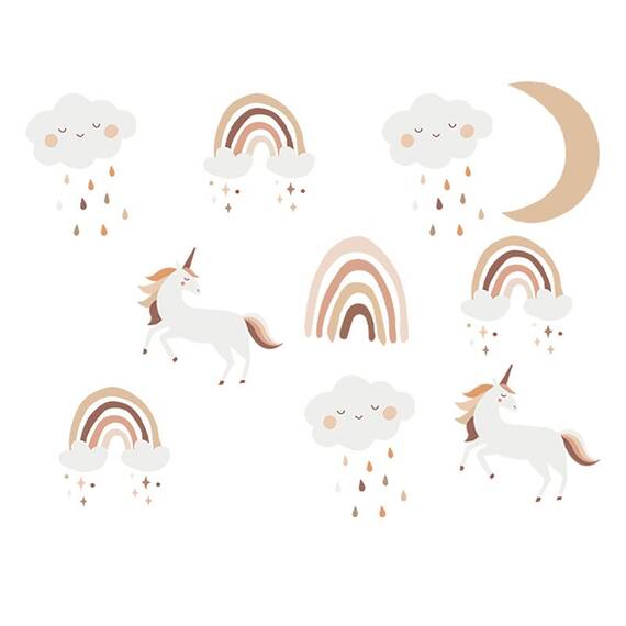 Sticker Decorativ Pentru Copii, Autoadeziv, Unicorni si Curcubeu, 54x86 cm - 17- Roveli