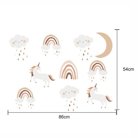 Sticker Decorativ Pentru Copii, Autoadeziv, Unicorni si Curcubeu, 54x86 cm - 5- Roveli
