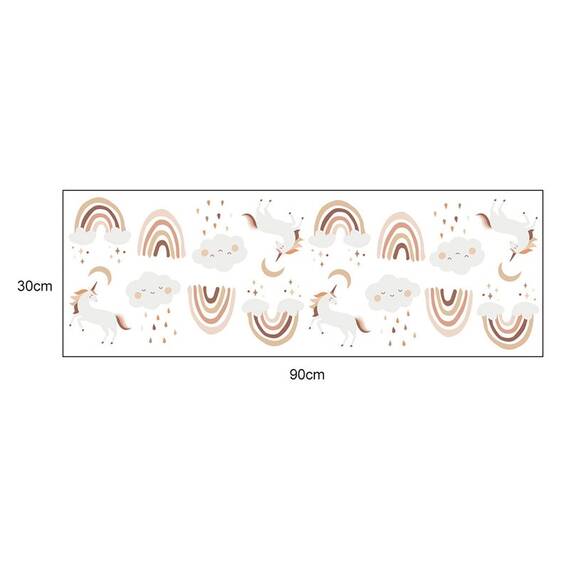 Sticker Decorativ Pentru Copii, Autoadeziv, Unicorni si Curcubeu, 54x86 cm - 2- Roveli