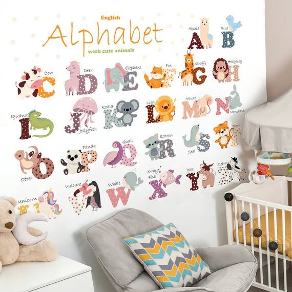 Sticker Decorativ Pentru Copii, Autoadeziv, Alfabetul Animalelor, 65 x 100 cm - 10- Roveli