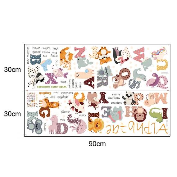 Sticker Decorativ Pentru Copii, Autoadeziv, Alfabetul Animalelor, 65 x 100 cm - 2- Roveli