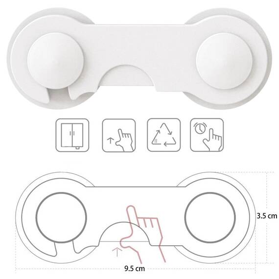 Sistem siguranta copii SIPO, sistem de blocare sertare, dulap, previne deschiderea accidentala, adeziv puternic 3M, fara urme de indepartare, set 10 b - 14- Roveli