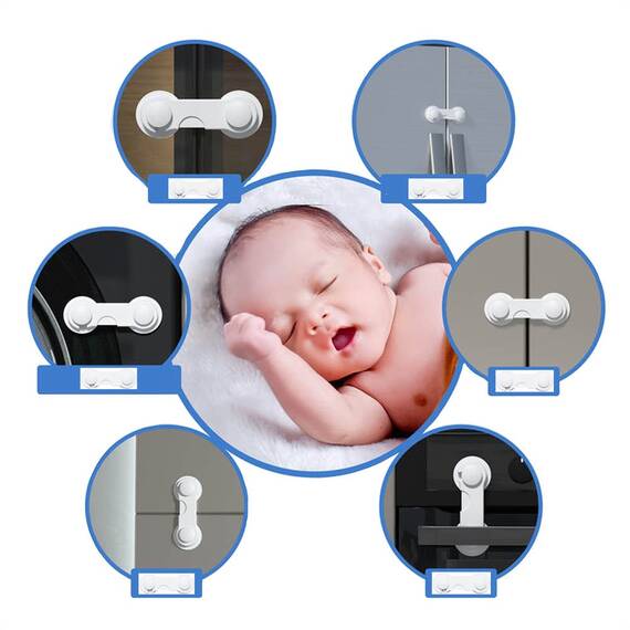 Sistem siguranta copii SIPO, sistem de blocare sertare, dulap, previne deschiderea accidentala, adeziv puternic 3M, fara urme de indepartare, set 10 b - 11- Roveli