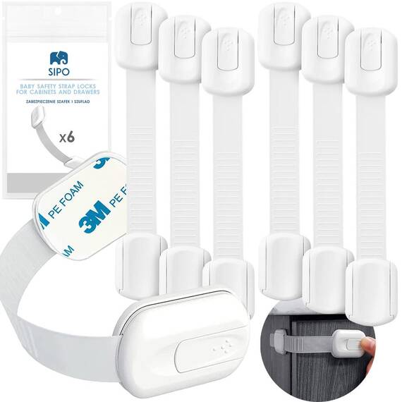 Sistem siguranta copii SIPO, blocator sertare, usa cuptor, frigider, congelator, dulap, previne deschiderea accidentala, adeziv puternic 3M, fara urme - 12- Roveli