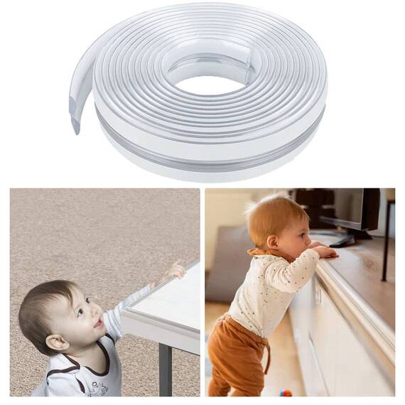 Banda protectie pentru muchii si margini cu adeziv, transparent, SIPO Baby Safety, 3 metri - 4- Roveli