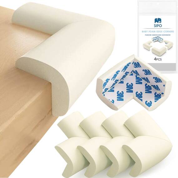 Set 4 aparatori moi pentru colturi, pentru copii, SIPO Baby Safety, Crem - 17- Roveli