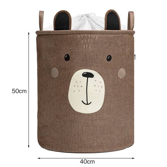 Cos Pliabil Pentru Depozitare Jucarii cu Snur pentru Inchidere, PREMIUM XL, 63 l, Impermeabil, SIPO, Brown Bear - 10- Roveli