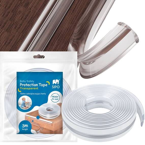 Banda protectie pentru muchii si margini cu adeziv, transparent, SIPO Baby Safety, 3 metri - 6- Roveli