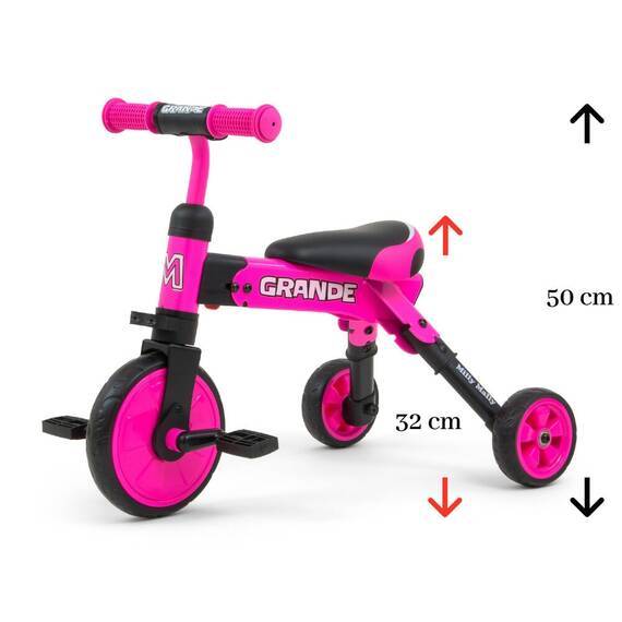 Tricicleta pliabila, transformabila in Bicicleta fara pedale, Grande Pink - 3- Roveli