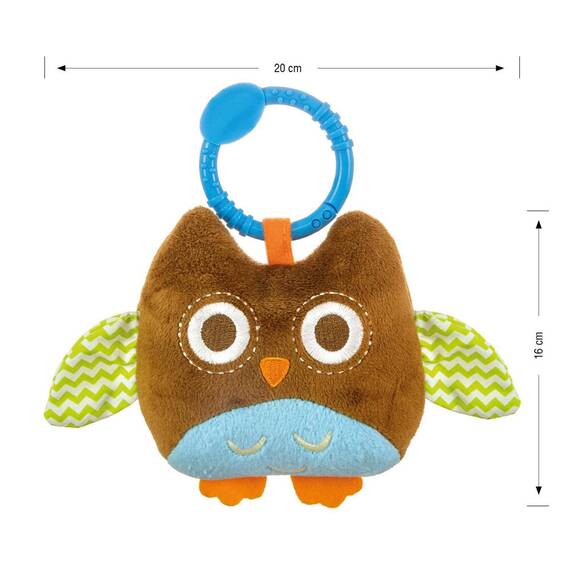 Jucarie din plus pentru agatat, cu clopotel, Happy Owl Brown - 3- Roveli