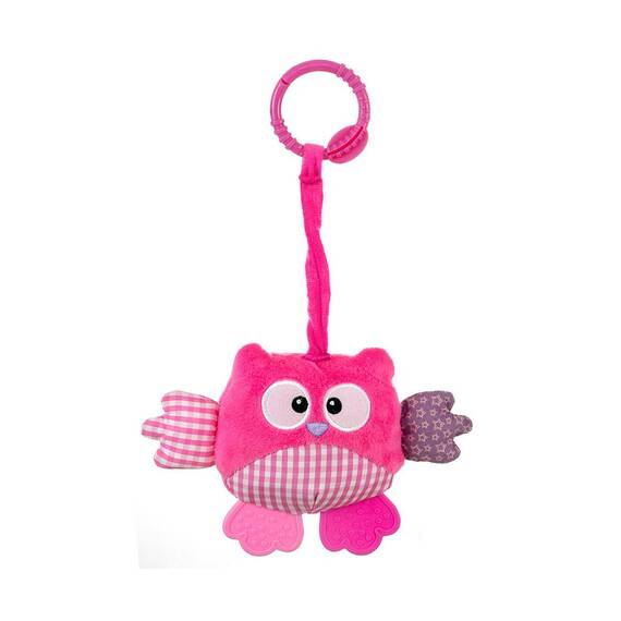 Jucarie din plus pentru agatat, fosnaie si vibreaza, Cutie Owl Pink - 3- Roveli