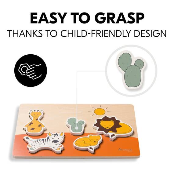 Puzzle din lemn certificat FSC, Hauck, Safari - 6- Roveli
