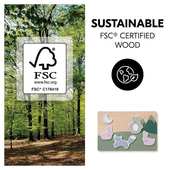 Puzzle din lemn certificat FSC, Hauck, Forest - 8- Roveli