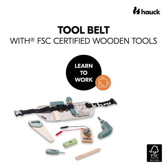 Set 9 unelte si curea, Invata sa lucrezi, Hauck, Learn to Work - 3- Roveli