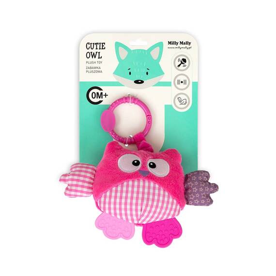 Jucarie din plus pentru agatat, fosnaie si vibreaza, Cutie Owl Pink - 6- Roveli