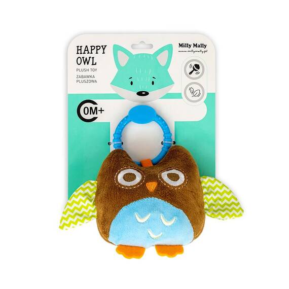 Jucarie din plus pentru agatat, cu clopotel, Happy Owl Brown - 6- Roveli