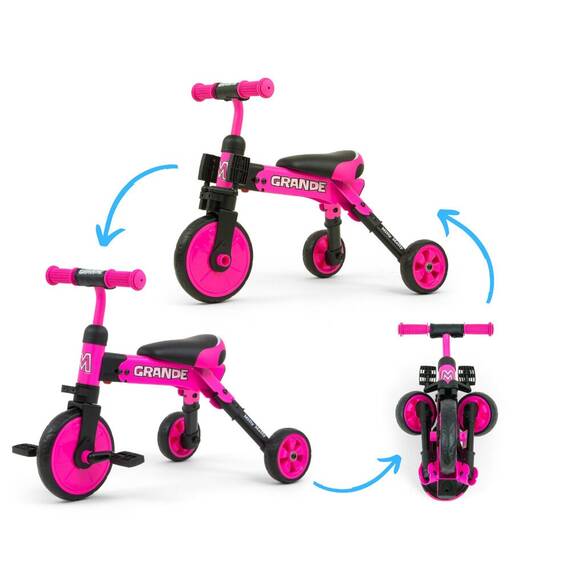 Tricicleta pliabila, transformabila in Bicicleta fara pedale, Grande Pink - 4- Roveli