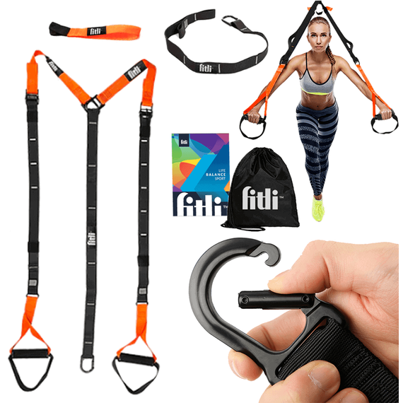 Sistem suspensie TRX Crossfit, Negru-Portocaliu - 8- Roveli