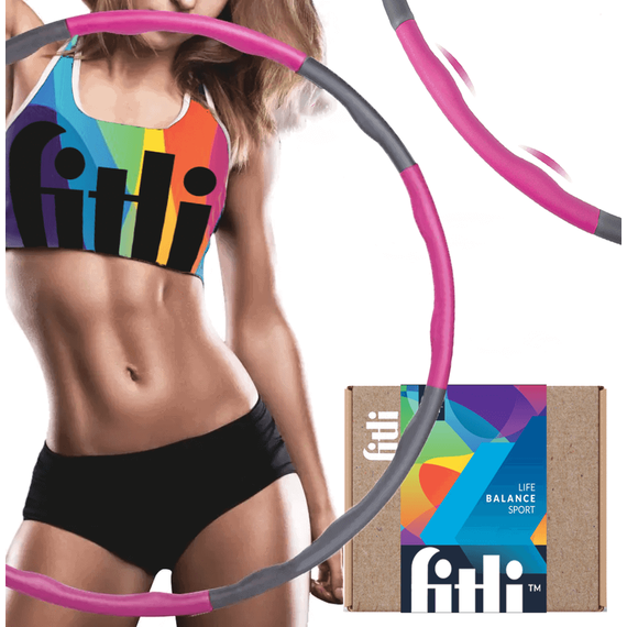 Cerc fitness Hula Hoop,FitLi, demontabil, Diametru reglabil 73-95 cm, Roz - 8- Roveli