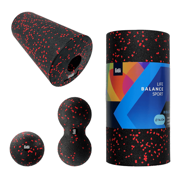 Set accesorii pentru masaj cu rola si mingii, Fitli, Rosu - 9- Roveli