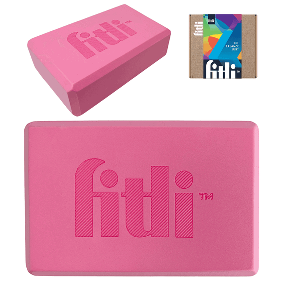 Cub pentru Yoga si Pilates, Fitness block, 23x15cm,FitLi, Roz - 5- Roveli