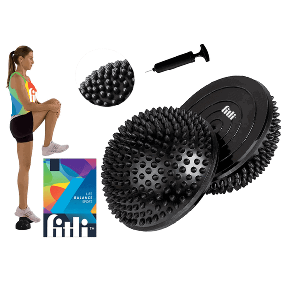 Set doua emisfere senzoriale pentru exercitii de echilibru, pompa inclusa, 16 cm, FitLi, Negru - 10- Roveli