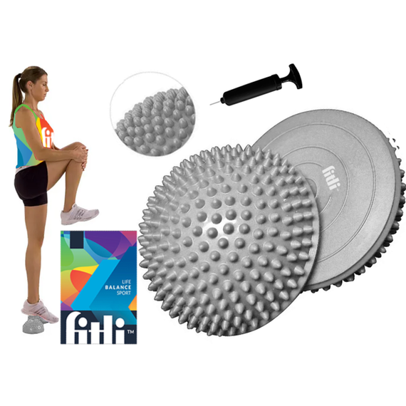 Set doua emisfere senzoriale pentru exercitii de echilibru, pompa inclusa, 16 cm, FitLi, gri - - Roveli