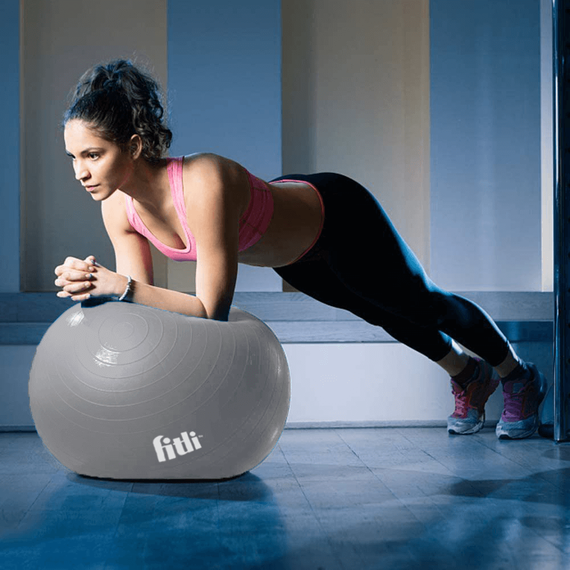 Minge fitness 75cm, Fitli, pentru exercitii gimnastica, aerobic, pilates, recuperare, pompa inclusa, Gri - 3- Roveli