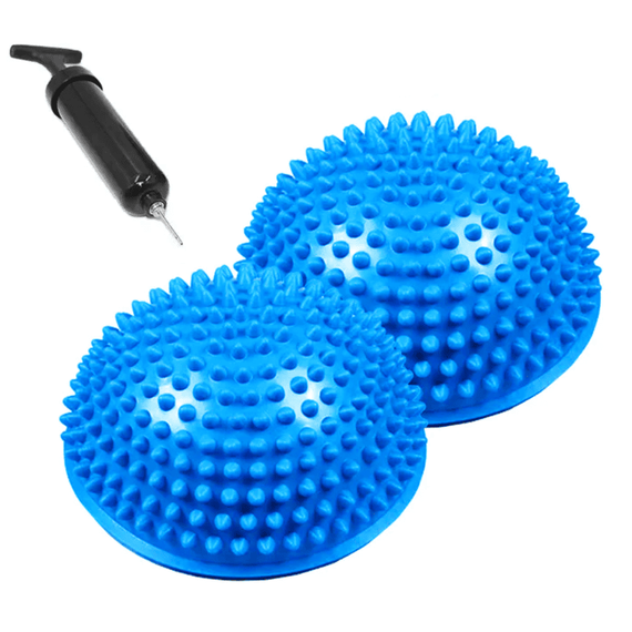 Set doua emisfere senzoriale pentru exercitii de echilibru, pompa inclusa, 16 cm, FitLi, Albastru - 16- Roveli