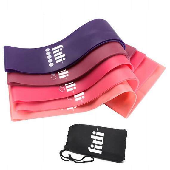 Set 5 benzi elastice cu diferite niveluri de dificultate,FitLi, Multipink - 11- Roveli