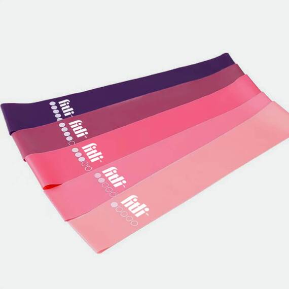 Set 5 benzi elastice cu diferite niveluri de dificultate,FitLi, Multipink - 7- Roveli