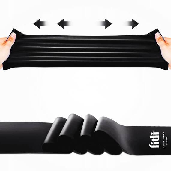 Banda elastica pentru exercitii fitness, cu rezistenta 13-18kg, 200x15 cm, FitLi, Negru - 9- Roveli