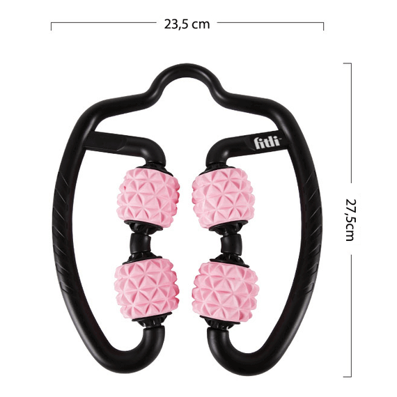 Dispozitiv de automasaj muscular cu role, FitLi, 27.50 cm, Anticelulitic, Roz - 9- Roveli