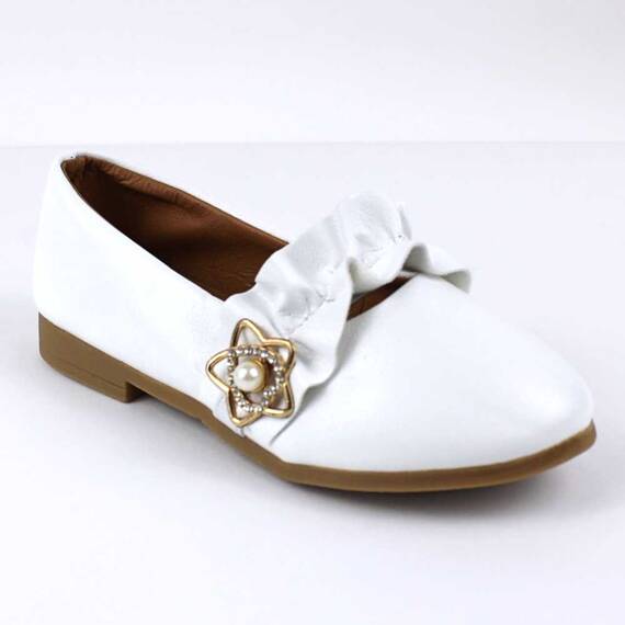 Balerini de copii, moi si confortabili, cu talpa joasa HY-6-WHITE, Culoare (12): Alb, Marime (12): 34 - - Roveli