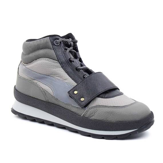 ​Ghete sport, de dama , captusite​, din piele naturala 7069-GRI/NEGRU, Culoare (12): Gri + Negru, Marime (12): 41 - - Roveli
