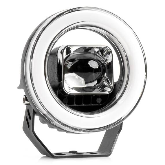 Proiector LED cu Angel Eye model AWL58, pozitie, semnalizare, faza lunga/scurta, pentru Off-Road, ATV, SSV, putere 45W, 8000lm, tensiune 9-36V, dimensiuni 114,5 x 114,5 x 52 mm - - Roveli