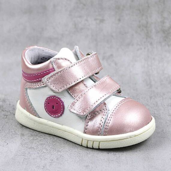 Ghete sport pentru copii , din piele naturala 3237-ROZ/ALB, Culoare (12): Alb, Roz, Marime (12): 22 - - Roveli