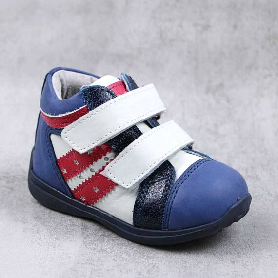 Ghete sport pentru copii , din piele naturala 3237-BLEUMARIN/ROSU/M, Culoare (12): Bleumarin, Marime (12): 21 - - Roveli