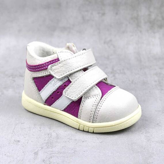 Ghete sport pentru copii , captusite , din piele naturala 3237-ALB/FUCSIA/B, Culoare (12): Fucsia, Marime (12): 35 - - Roveli