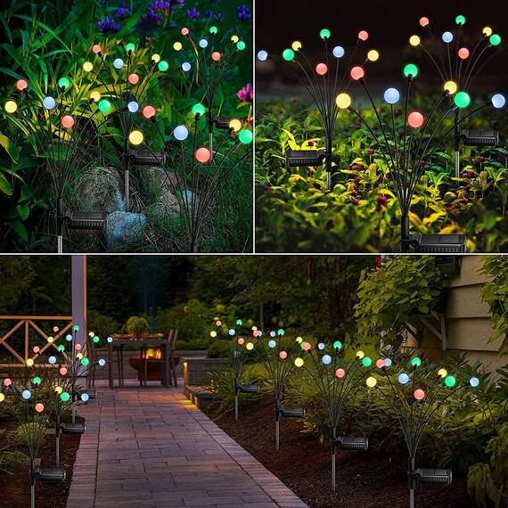 Lampa de gradina cu panou solar, 6 LED, multicolor, 10W - 4- Roveli