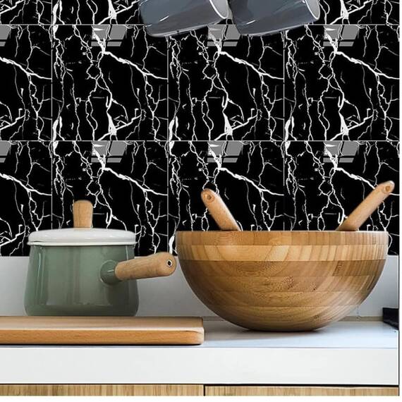 Set 4 placi decorative autoadezive, aspect marmorat, 60x60cm, PVC - 6- Roveli