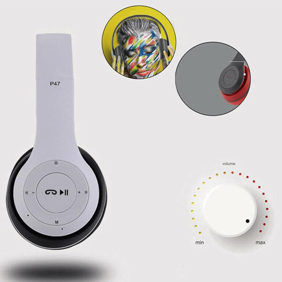 Casti wireless P47, microfon, slot SD, Bluetooth - 5- Roveli