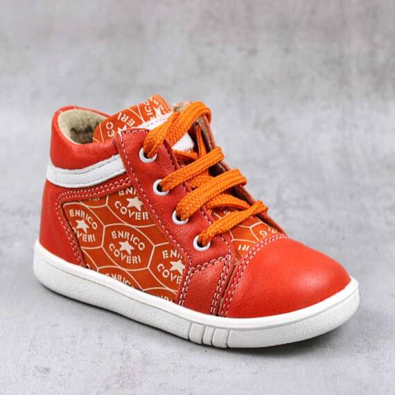 Ghete sport pentru copii , PRIMII PASI , din piele naturala 3234-PORTOCALIU, Culoare (12): Portocaliu, Marime (12): 22 - - Roveli