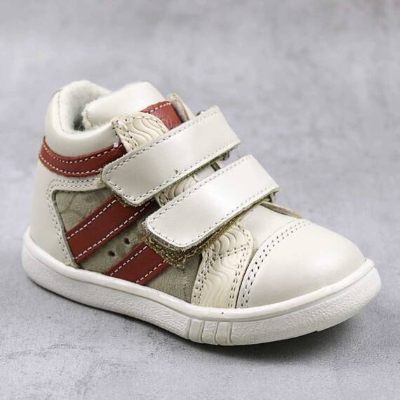 Ghete sport pentru copii , captusite , din piele naturala 3237-CREM/CREM, Marime (12): 21 - - Roveli