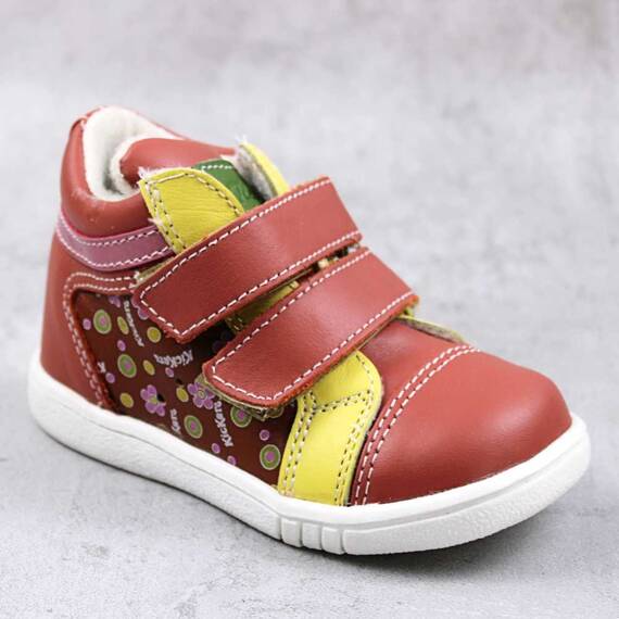 Ghete sport pentru copii , captusite , din piele naturala 3237-COGNAC/MULTICOLOR, Marime (12): 21 - - Roveli