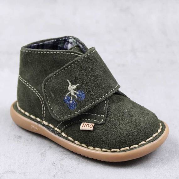 Ghete usoare , pentru copii , din piele naturala intoarsa , PRIMII PASI 3123-KAKI, Culoare (12): Kaki, Marime (12): 19 - - Roveli