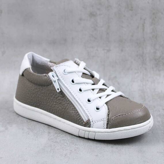 Pantofi sport , pentru copii , din piele naturala , cu fermoar lateral 1864-GRI/ALB, Culoare (12): Gri, Marime (12): 31 - - Roveli