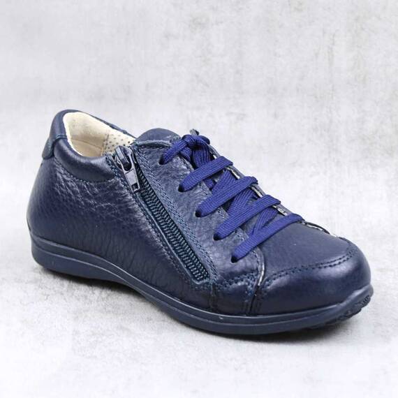Pantofi sport , pentru copii , din piele naturala , cu fermoar lateral 1864-BLEUMARIN/BLEUMARIN, Culoare (12): Bleumarin, Marime (12): 35 - - Roveli
