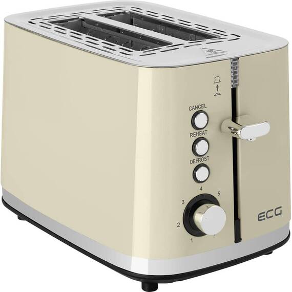 Prajitor de paine ECG ST 2766 Vintage Vanilla, 925 W, 2 felii, 7 niveluri de rumenire, crem - - Roveli